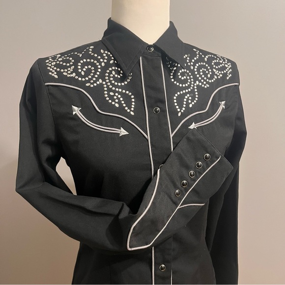 Roper Black Western Shirt with Rhinestones - Picture 10 of 13